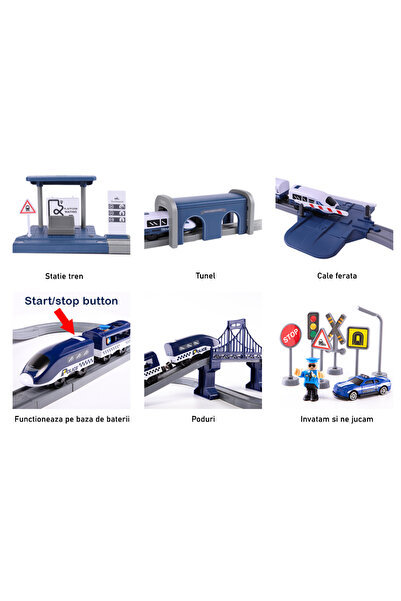 RCO Fast electric train circuit, City/Police, 2 locomotives and accessories, 106 pieces, DIY