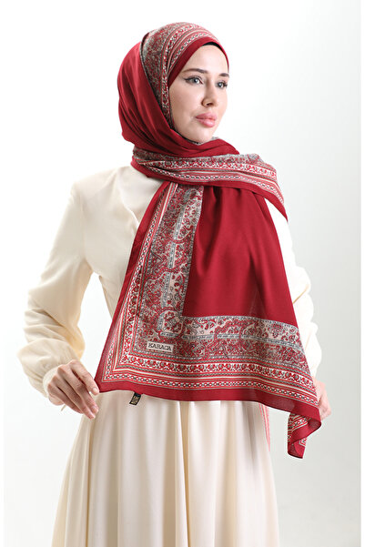 sefamerve Szal Mio z wzorem Karaca 82012-08 Bordowy