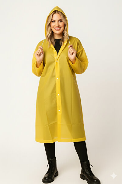 Sibel Günay Butik Unisex Αδιάβροχο με κουκούλα Κίτρινο Αδιάβροχο |   Ύψος 120...