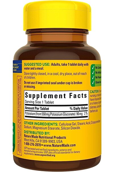 Bayer Nature Made Potassium Gluconate 550 Mg 100 Tablets