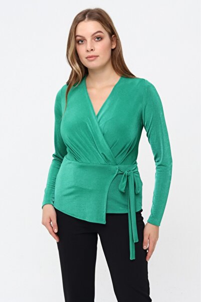 Javelin Collection بأزرار على الجهتين بلوزة بياقة صغيرة الحجم