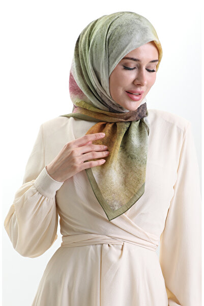 sefamerve Eșarfă din fibre naturale cu model Karaca 82018-07 verde ulei prune
