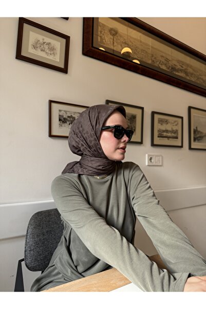 CUOCA LOUNGE Bloom Desen Küllü Kahve %100 Cotton Eşarp