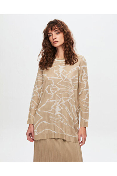 MISS DALIDA T24Y-6041 Desenli Şık Tunik BEİGE