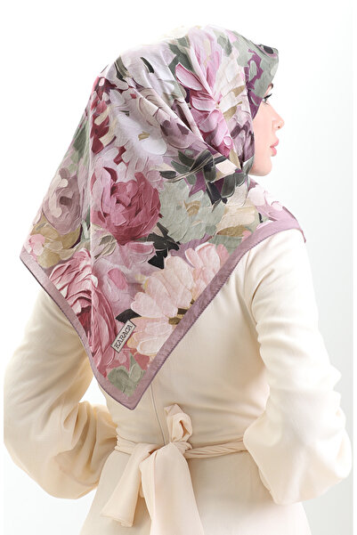 sefamerve Κασκόλ από φυσικές ίνες με σχέδιο λουλουδιών Karaca 82017-02 Powder Green