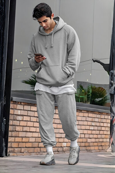 YAKAMEL Set de trening pentru bărbați, supradimensionat, cu 3 fire, cu dungi,...