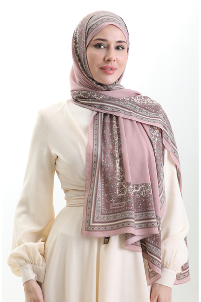 sefamerve Karaca Desenli Mio Şal 82012-05 Pudra