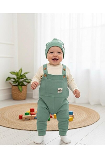 P&H BABYWEAR %100 Pamuk Waffle Kumaşlı Erkek Bebek Takımı – Salopet, Badi ve ...