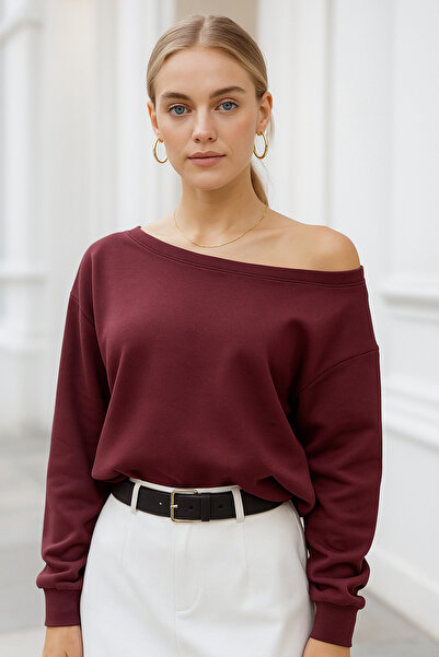 Rich Women's Burgundy Off-Shoulder Modal Blouse
