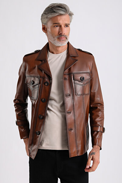 MQ Leather Maroquin Leather Eduardo Men's Leather Coat