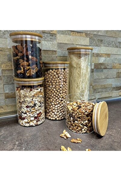 OEM Set of 5 Airtight Glass Food Containers with Bamboo Lids, Various Sizes