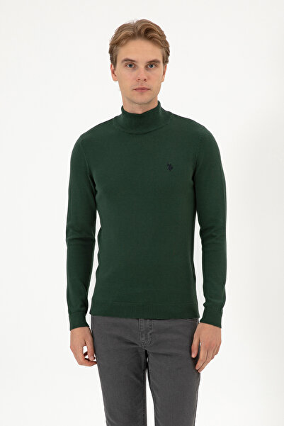 U.S. Polo Assn. Erkek Koyu Yeşil Basic Kazak 50313712-VR079