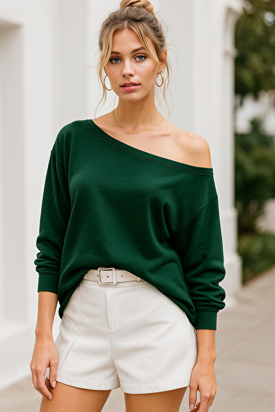Rich Women's Dark Green Off Shoulder Modal Blouse