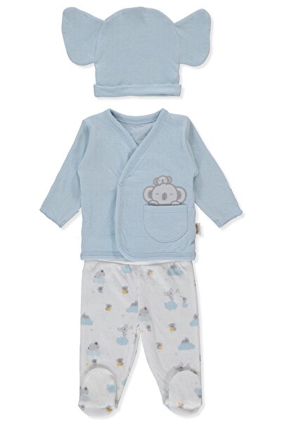 Bebetto ORGANİK SÜPREM DOUBLE ZIBIN SET 3LÜ (ORGANIC STARS AND KOALAS) MAVİ