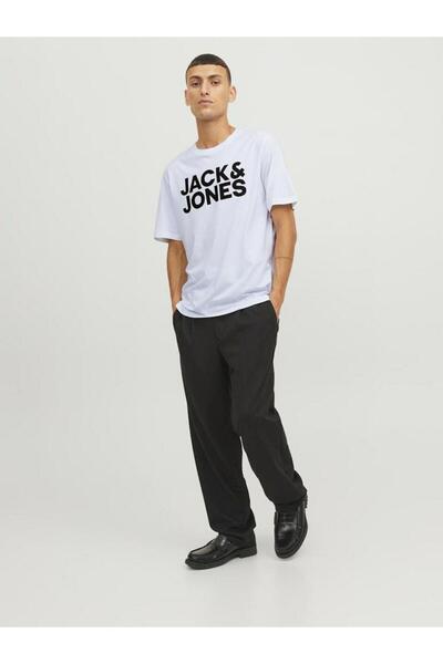 Jack & Jones Tričko s logom JJECORP, SS, s okrúhlym výstrihom, NOOS, biele, s veľkým logom