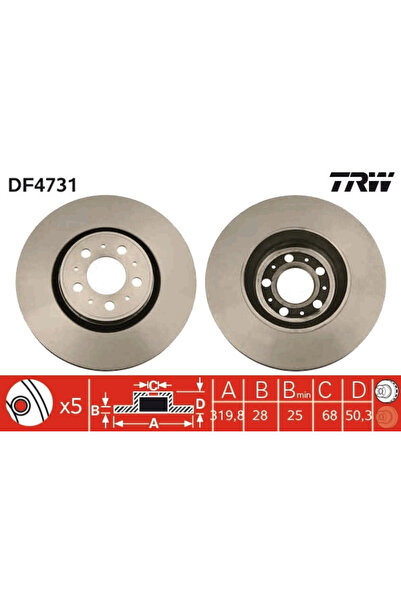 TRW Set Discuri Frana Volvo S60 1/S80 1/V70 2 1999-2010