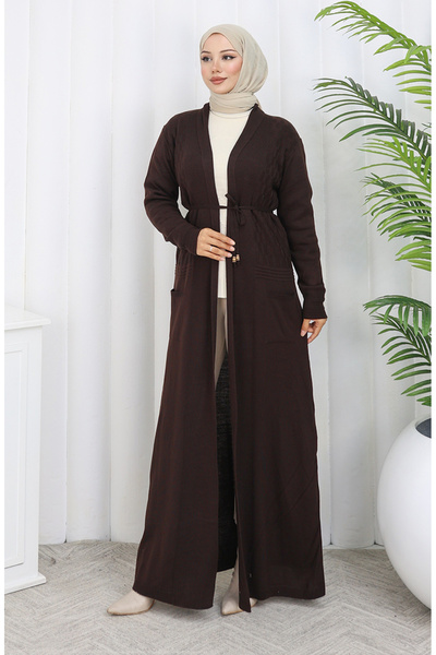 sefamerve Knitwear Long Cardigan 0033-05 Brown