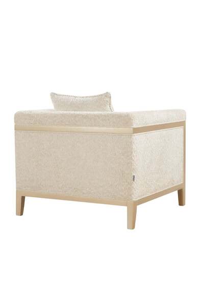 Danube Home Azalea 1 Seater Fabric Sofa - Beige/Champagne Gold, Solid Wood, Stylish & Comfortable - 100x88x77cm