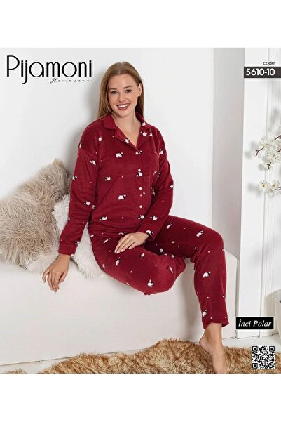 Pijamoni طقم ملابس من الصوف اللؤلؤي بأزرار للرجال