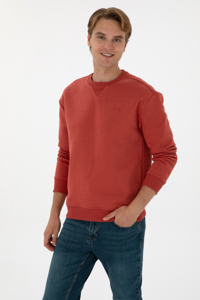 U.S. Polo Assn. Erkek Comfort Fit Bisiklet Yaka Şardonlu Gül Kurusu Basic Swe...