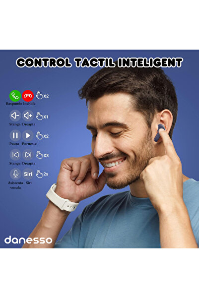 DANESSO Wireless In-Ear Headphones, Danesso® Audio, Bluetooth 5.3, LED Digital Display, Dual Microphone
