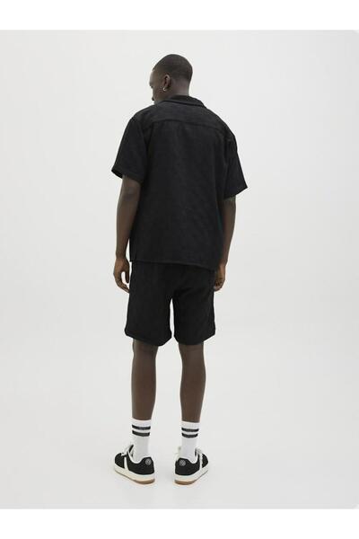 Jack & Jones Ανδρικό μαύρο πουκάμισο Jjematteo Resort Ss Sn 12269636-Μαύρο