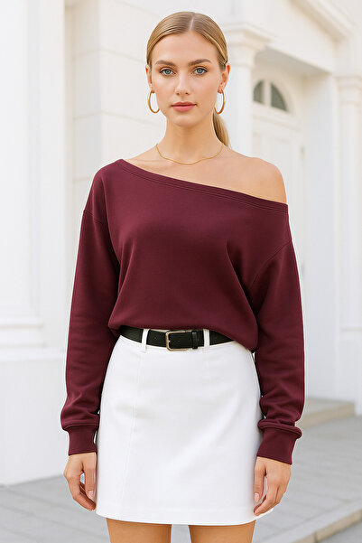 Rich Women's Burgundy Off-Shoulder Modal Blouse