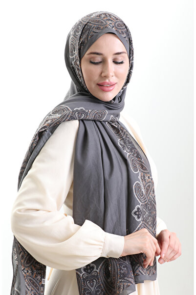 sefamerve Karaca Cotton Shawl 82004-14 Smoked