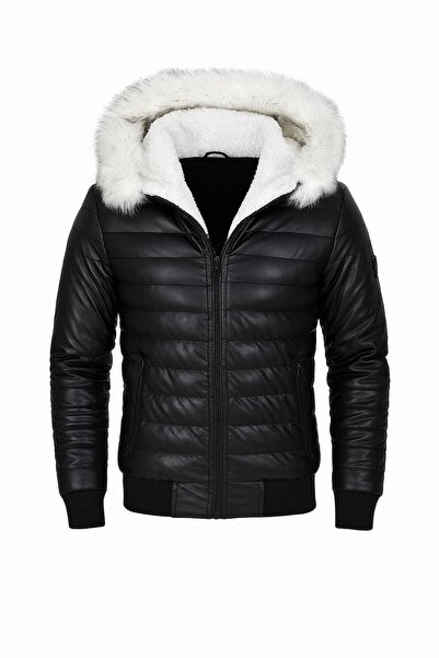Plus Scorpion Men's black leather jacket – Slim Fit, sizes S–2XL