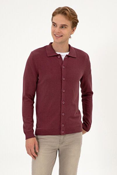 U.S. Polo Assn. Men's Burgundy Basic Knitwear Cardigan 50313690-Vr177