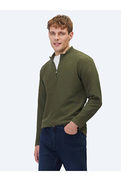 Kip Μπλουζάκι με λαιμόκοψη χακί κοτλέ