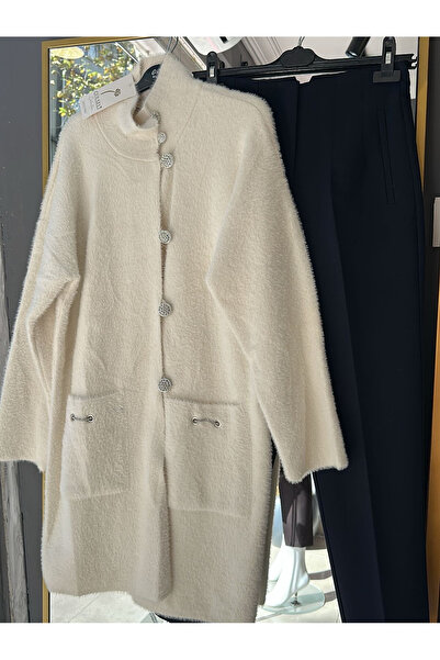 Büşra Fashion Yumoş Taşlı Düğmeli Hırka