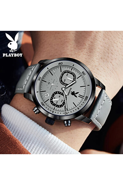 Playboy Men's Watch 3065 Gray – Business Design, Shock Resistant, 3ATM Water Resistant
