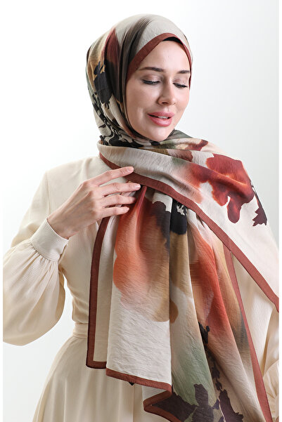 sefamerve Karaca Doğal Elyaf Şal 82005-12 Kiremit Kahverengi