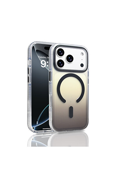 zore iPhone 17 Pro Kılıf M-safe Şarj Özellikli Transparan Renk Geçişli ATA To...