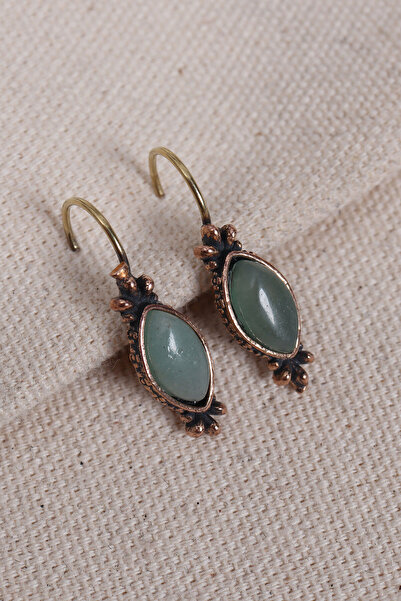 Süspüs Accessories Authentic Earrings with Green Aventurine Stone