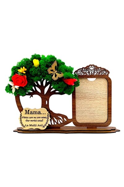 OEM Photo frame decoration with tree of life and lichens, engraved message for Mom - 30x18 cm, walnut