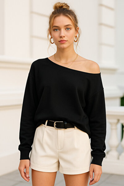 Rich Women's Black Off-Shoulder Modal Blouse