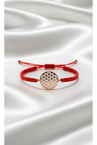 SR Jewelry Box Kırmızı İpli Yaşam Çiçeği Motifli Bileklik