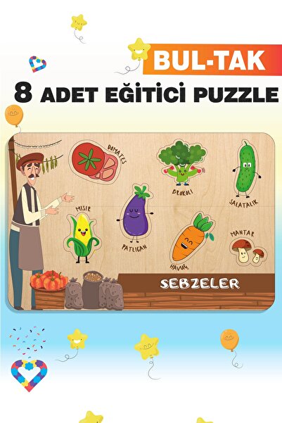 esatoys Wooden Turkish 8-Piece Mega Set Educational-Learning Puzzle