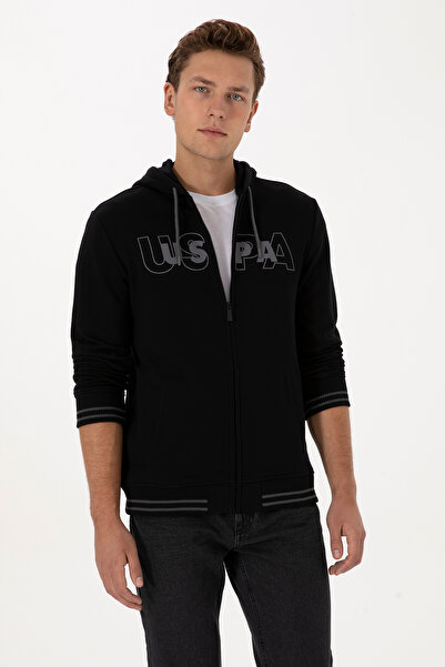 U.S. Polo Assn. Men's Black Knitted Cardigan 50316355-Vr046