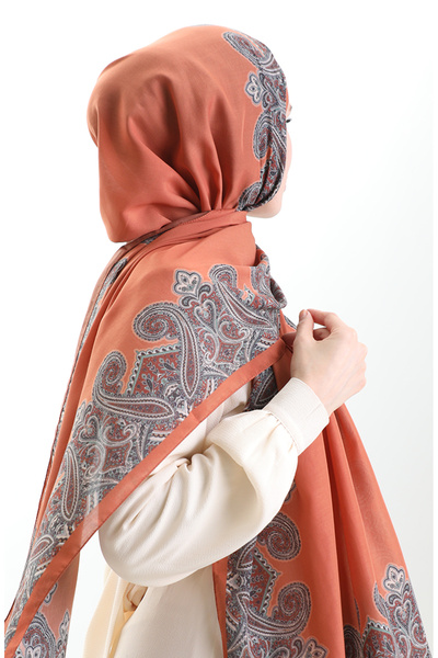 sefamerve Karaca cotton shawl 82004-12 brick red