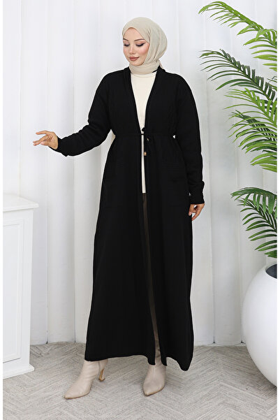 sefamerve Knitted long cardigan 0033-02 black