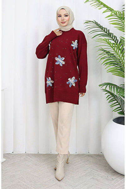 sefamerve Triko Garnili Tunik 3010-02 Bordo