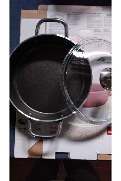 Elvira Granite 26 cm Black Karnıyarık Chrome Handle, Chrome Top Pot