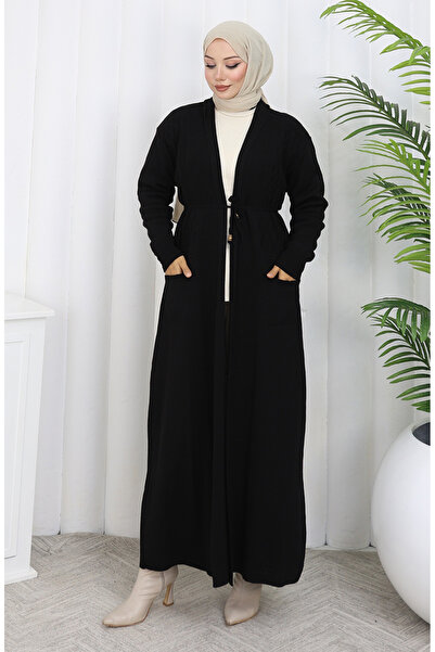 sefamerve Strickwaren Lange Strickjacke 0033-02 Schwarz