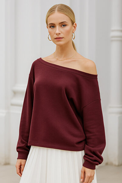 Rich Women's Burgundy Off-Shoulder Modal Blouse