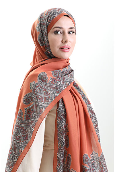 sefamerve Karaca cotton shawl 82004-12 brick red