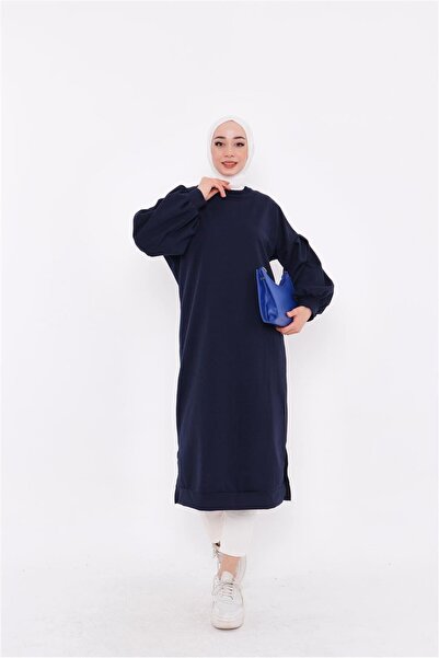 istanbultwingold Hira Balon Manecă Midi Lungime Simplu basic Swea tricou - 03031-1.015 - Bleumarin