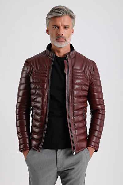 MQ Leather Maroquin Leather James Erkek Şişme Deri Mont